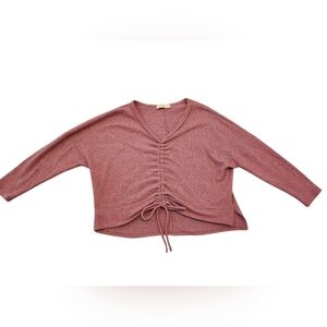 Dusty Rose Tie-front Sweater